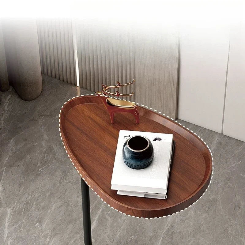 C-förmiger Beistelltisch für Sofa oder Bett - Mobiler Beistellschrank Wohnzimmer Schlafzimmer - Modernes Holz-Metall-Design | Sansoti