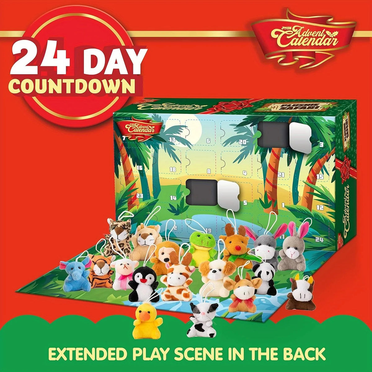 Adventskalender mit 24 Mini-Kuscheltieren Weihnachten Countdown Interaktives Spielzeug Weihnachtsüberraschung Kinder | Sansoti