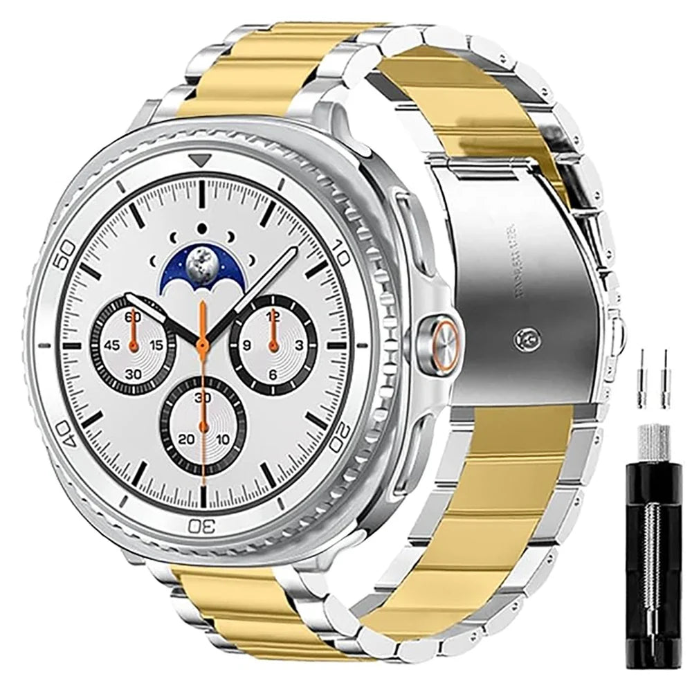 Metalowa bransoleta na smartwatch, ogniwa ze stali nierdzewnej, 40 mm, 44 mm, 46 mm, srebrna, złota, czarna, różowa, pasek na nadgarstek do zegarka | Sansoti