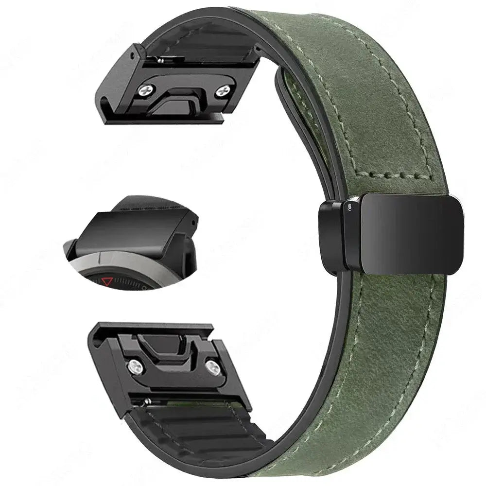 Lederarmband für Smartwatches mit magnetischem Verschluss, Schnellwechselsystem, 20 mm, 22 mm, 26 mm, universell | Sansoti