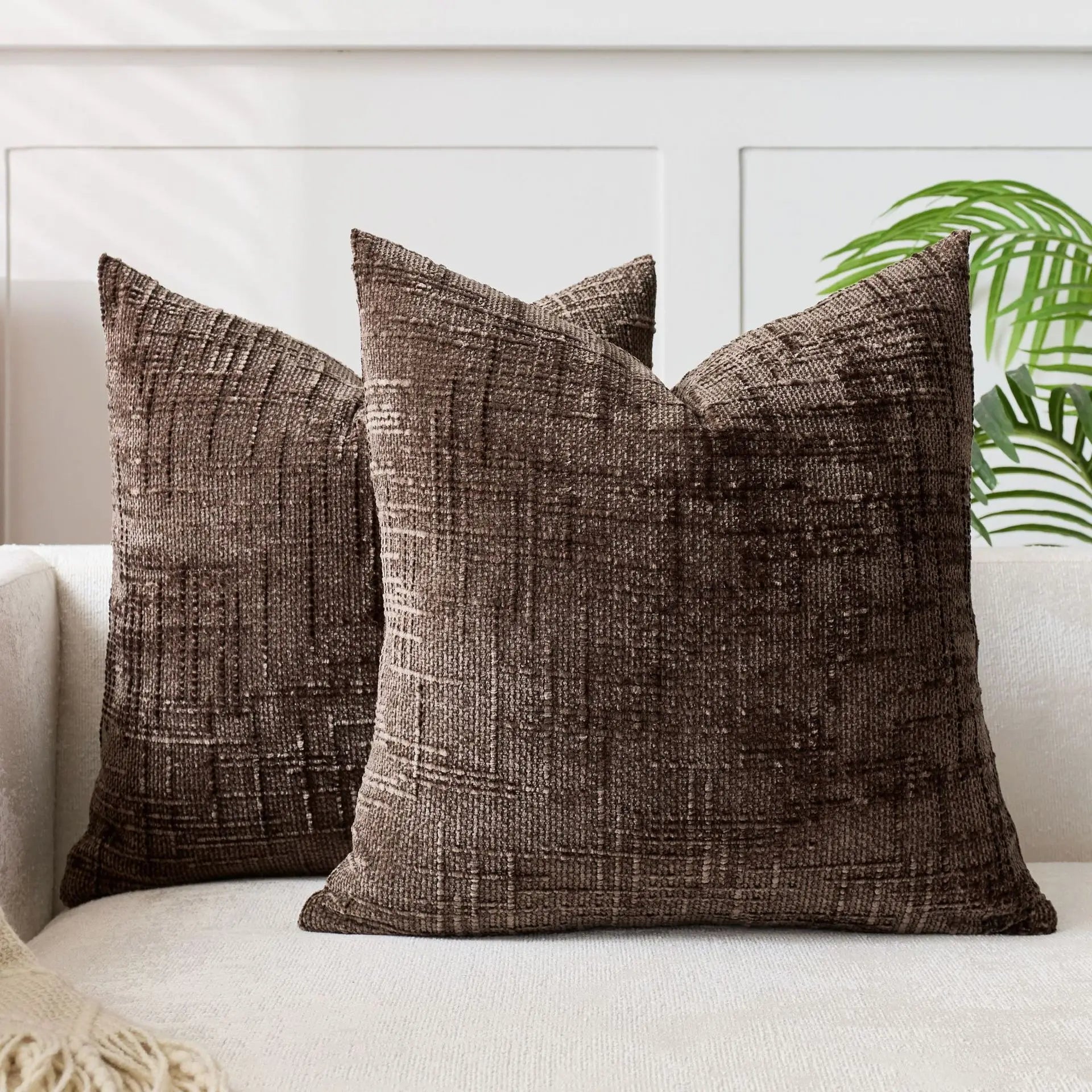 Kussenhoes Chenille Bamboe Structuur Effen 40 45 50cm Voor Bank En Slaapkamer | Sansoti