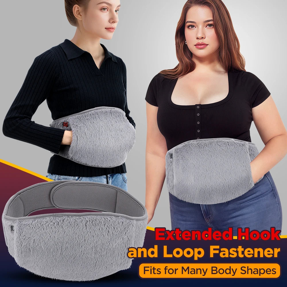 Heated Belly Belt USB Rechargeable with Hand Warmer Pocket Adjustable Soft Velvet 3 Temperature Settings | Sansoti