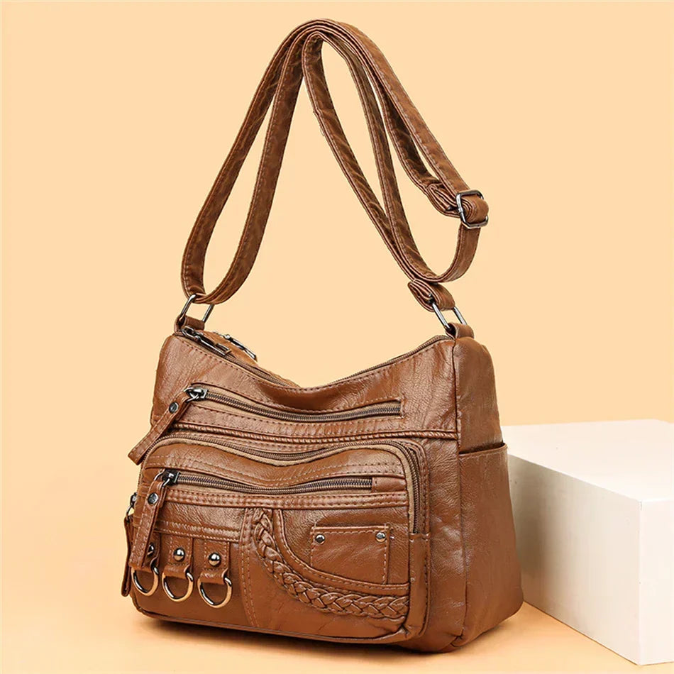 Vintage Handtas Vegan Leer Elegante Schoudertas Dames Retro Stijl Dagelijkse Tas Mode Accessoire Vrouwen | Sansoti