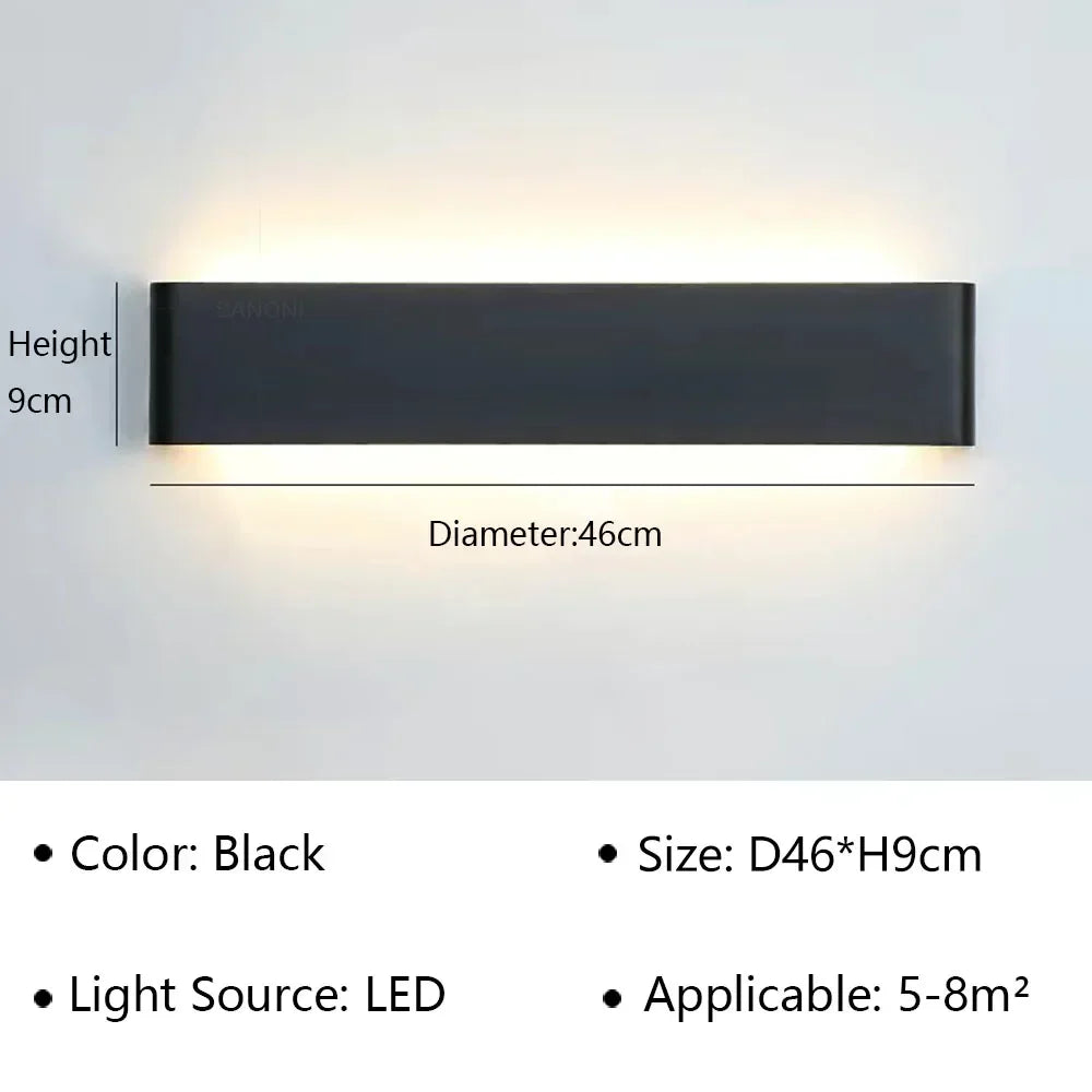 LED Wandlamp Modern Aluminium Acryl 30cm Warm Wit Zwart Goud Slaapkamer Hal Badkamer Minimalistisch Design | Sansoti