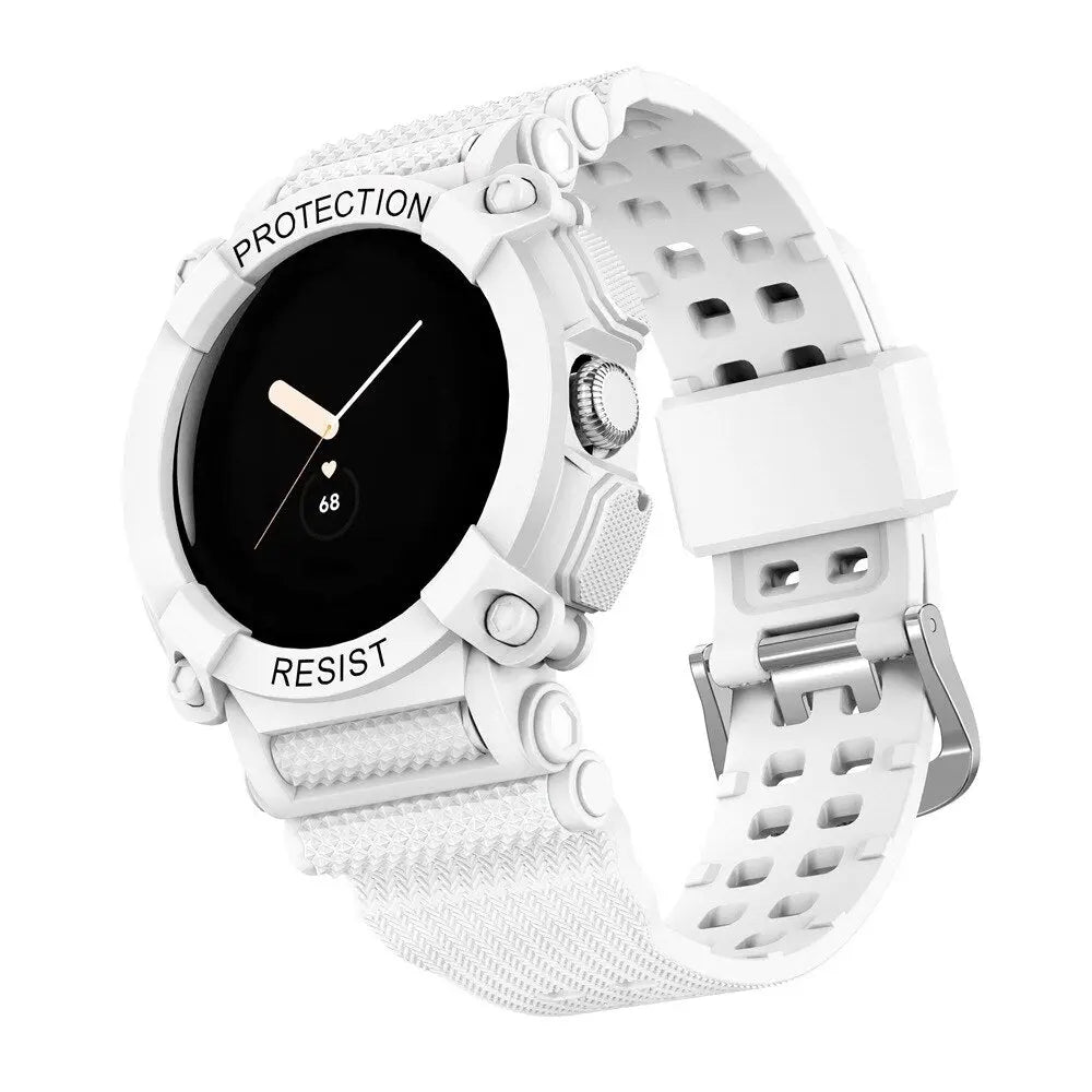 Smartwatch Band with Protective Case Pixel Watch Silicone Sport Wristband Bumper Case Watch Accessory | Sansoti