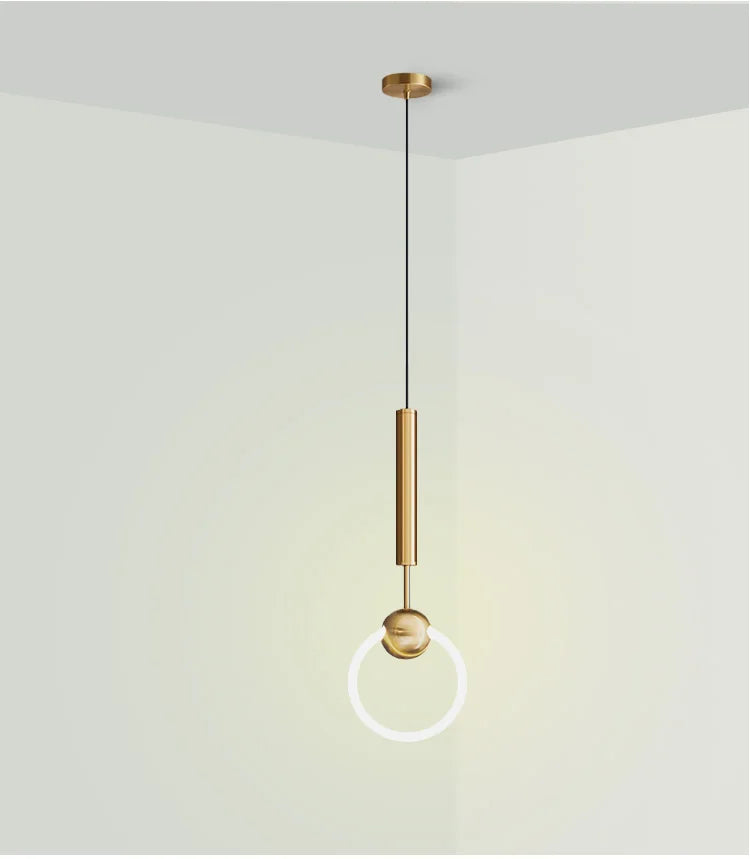 Runde Hängeleuchte mit LED-Ring Aluminium Gold Schwarz Verstellbar Esszimmer Schlafzimmer Wohnzimmer Modernes Design | Sansoti