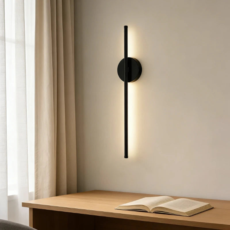 Wireless Magnetic Wall Light Black Gold 50cm Rechargeable LED Light Living Room Bedroom Hallway Lighting | Sansoti