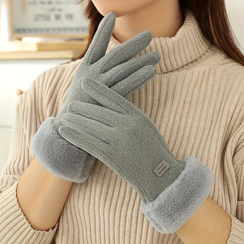 Lined Women's Gloves Touchscreen Windproof Warm Thermal Knitted Winter Wool Gloves Ski | Sansoti