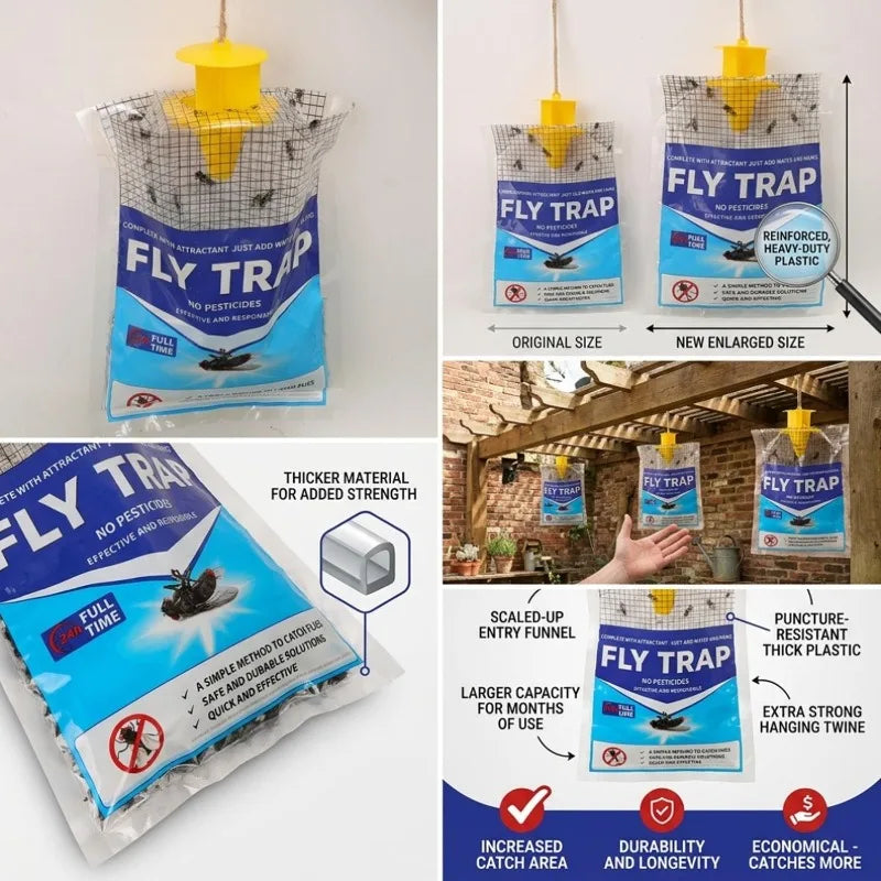 Piège à insectes suspendu pour l’extérieur avec appât naturel, piège à mouches jetable pour jardin, terrasse, balcon et camping | Sansoti