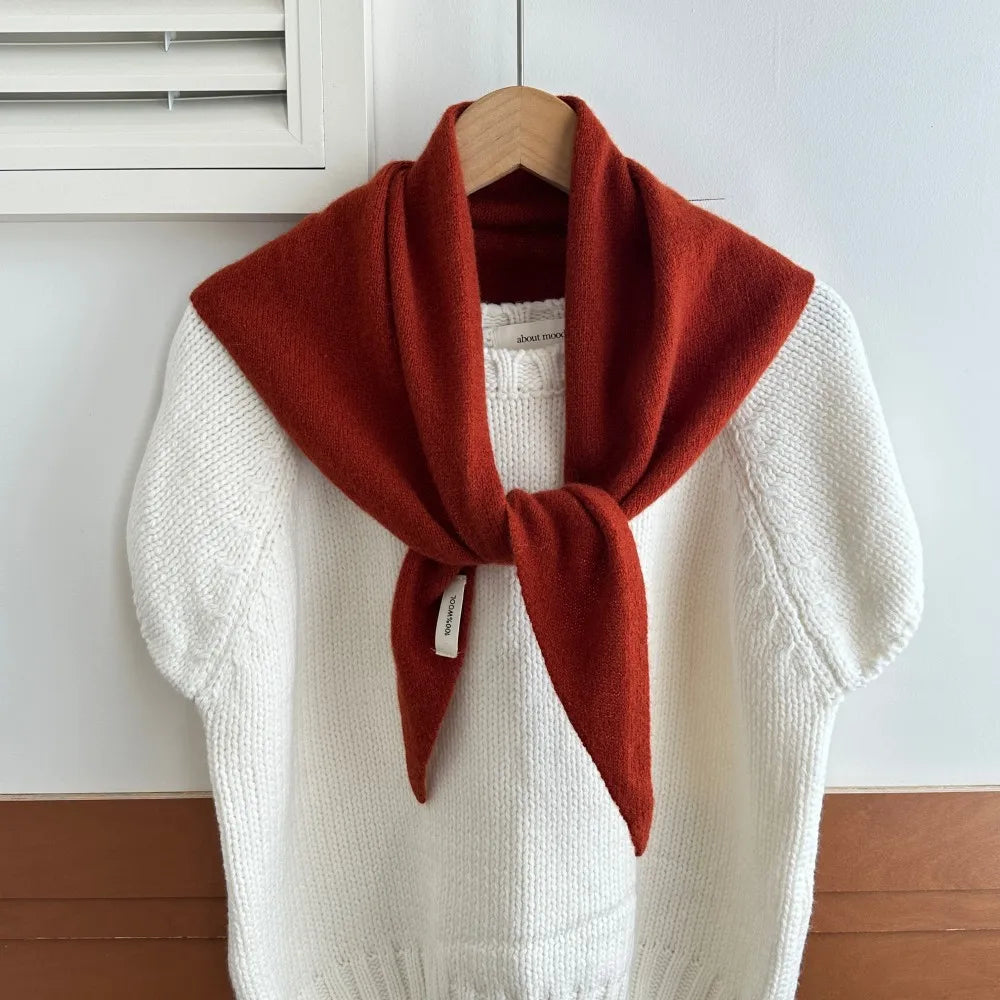 Wollen Driehoeksjaal Vrouwen Winterwarm Gebreide Omslagdoek Effen Pashmina Sjaal Hoofddoek Hals Accessoire | Sansoti