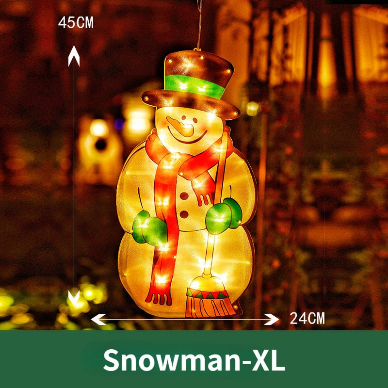 LED Raamverlichting Kerstmotieven Batterij Silhouet Sfeerlicht Figuren met Zuignap Decoratief Venster | Sansoti