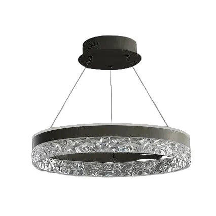 Lustre LED rond avec incrustations en cristal, à intensité variable et réglable, design moderne, éclairage de plafond pour salon | Sansoti