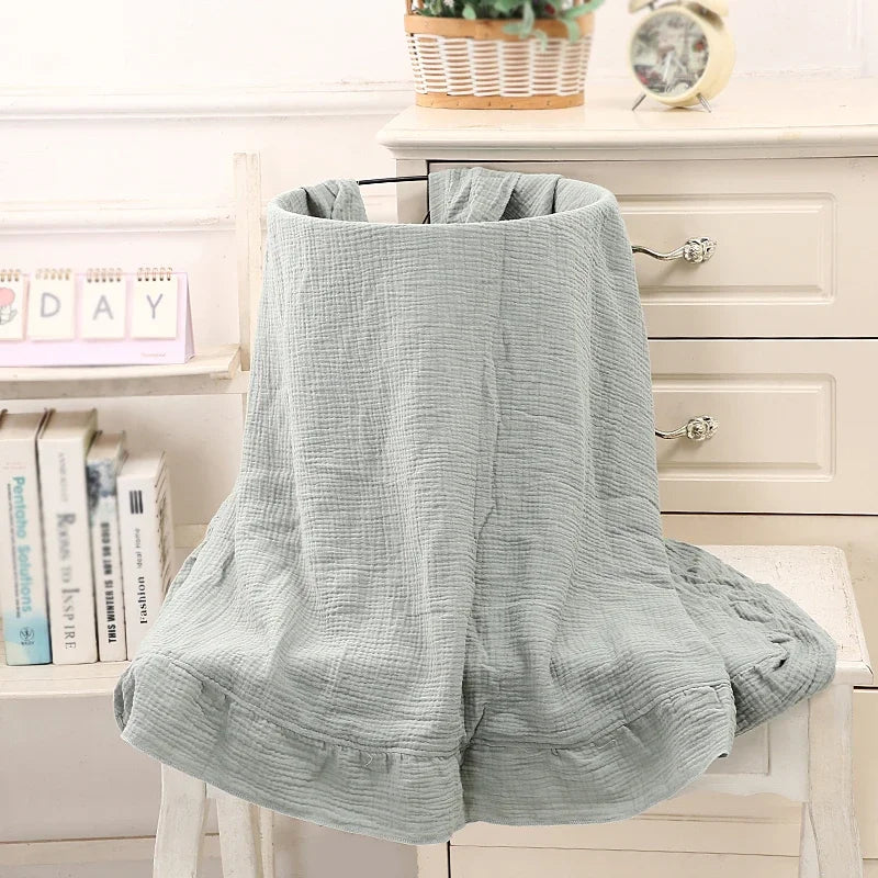 Mousseline Babydeken Biologisch Katoen Ruches 100x120cm Inbakerdoek Pasgeboren Unisex Vier Seizoenen | Sansoti