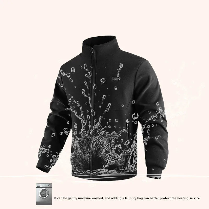 Beheizte Winterjacke mit 8 Wärmezonen, Fleece, Unisex, beheizbare Thermojacke mit USB, Outdoorjacke zum Skifahren | Sansoti