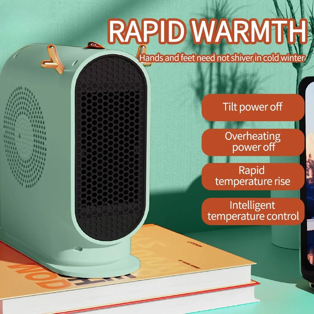 Compact 500W Electric Heater, Desk Fan Heater with Thermostat, Portable for the Bedroom | Sansoti