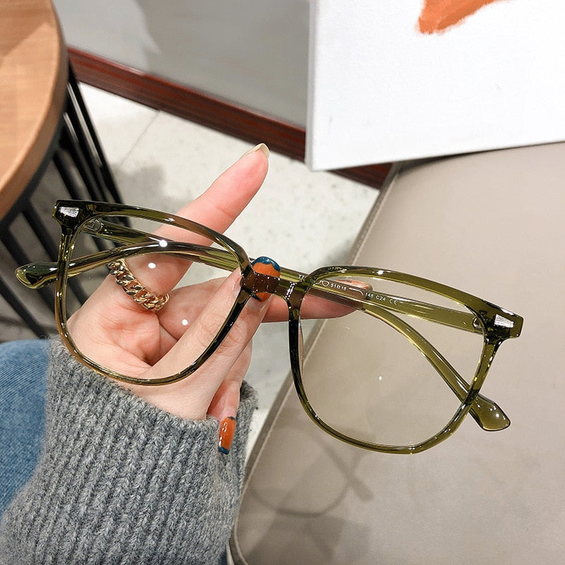 Prescription Glasses for Nearsightedness with Anti-Blue Light Filter | Unisex Oversized Frame | Reduces Eye Fatigue | Sansoti