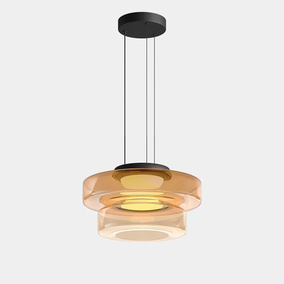 Glazen Hanglamp Gelaagd Scandinavisch Design Transparant Rookgrijs Amber Groen Verstelbaar Eettafel Woonkamer | Sansoti