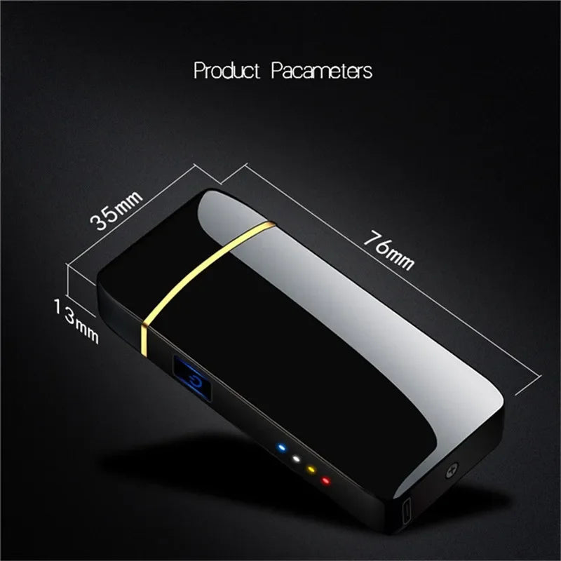 Elektronisches Plasma-Feuerzeug USB Wiederaufladbar Winddicht Metall Blau Für Kerzen Pfeife Mückenspiralen Doppelbogen Touchsensor LED Display | Restfield