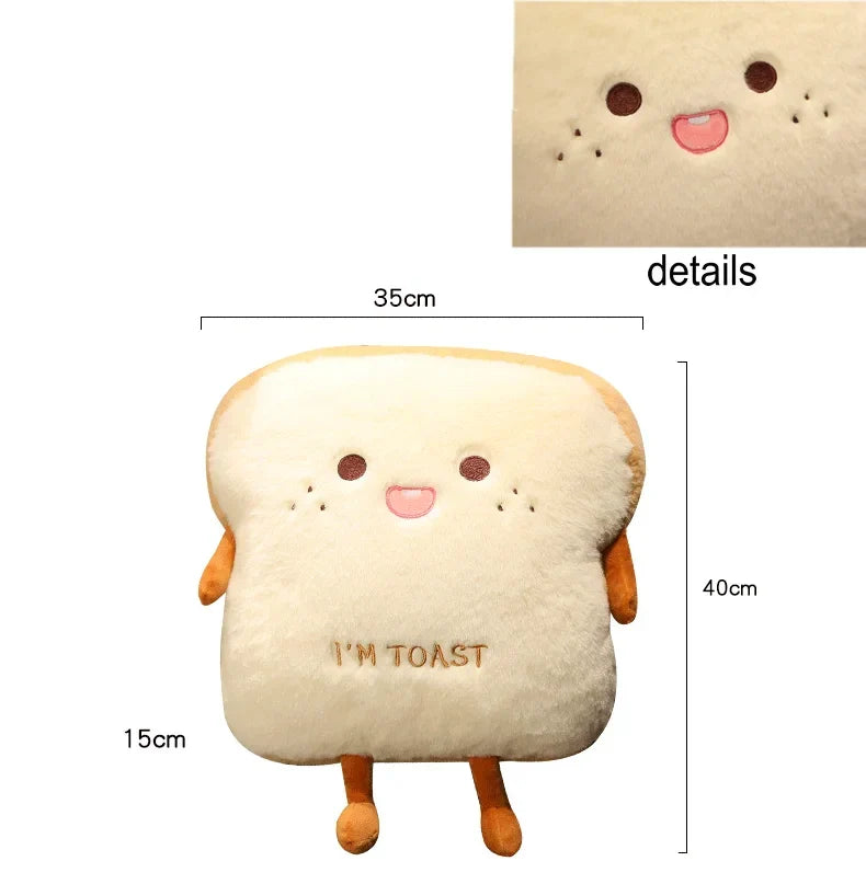 Hand Warmer Cushion Toast Plush Unisex 35x40cm Cozy Warm Decorative Soft Comfortable Living Room Bedroom | Sansoti