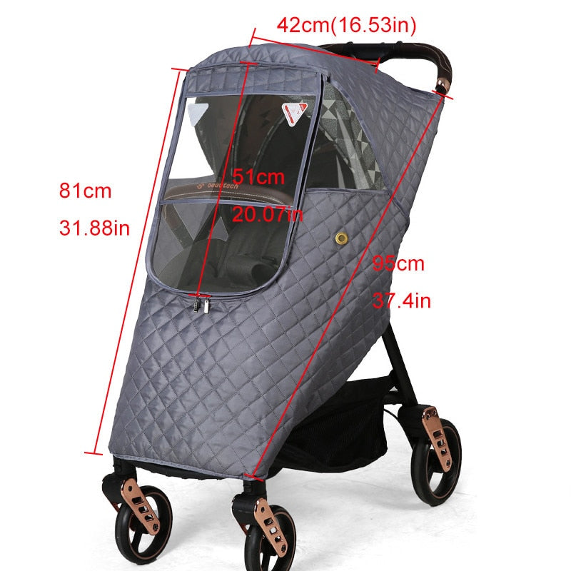 Windproof Stroller Cover with Transparent PVC Window Rain Cover Baby Weather Protection Buggy | Sansoti