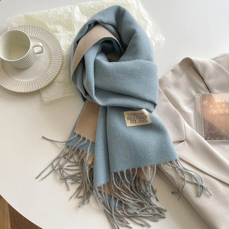 Oblong Cashmere-Blend Winter Scarf Unisex 68x200cm Black Red Blue Warm Soft Elegant Winter Accessory | Sansoti