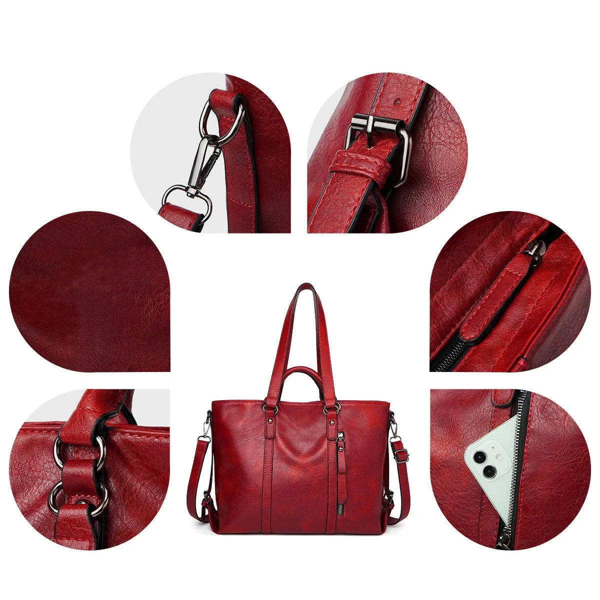 Leren Schoudertas Groot Dames Ruime Shopper Vintage Handtas Bruin Zwart Blauw Casual Dagelijks Werk Stijlvol | Sansoti