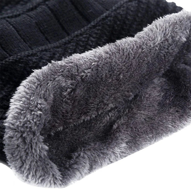 Knitted Winter Hat Windproof Thick Wool Warm Skullcap Unisex Adults Casual Outdoor Polyester Autumn | Sansoti