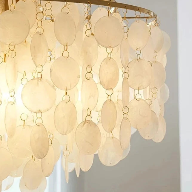 Runder Muschel-Kronleuchter Gold Silber LED Wohnzimmer Esszimmer Schlafzimmer Hotellobby Treppenhaus Salon | Sansoti
