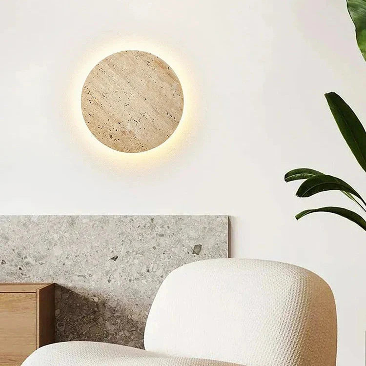 Wandlamp Travertin Rond LED Modern Natuursteen Ø23 Ø30 | Sansoti