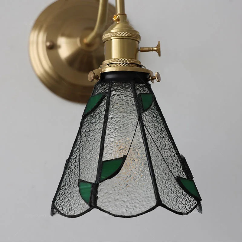 Tiffany Wandlamp Gebrandschilderd Glas E27 Messing Retro Slaapkamer Woonkamer Gang Vintage Wandverlichting Knopschakelaar | Sansoti
