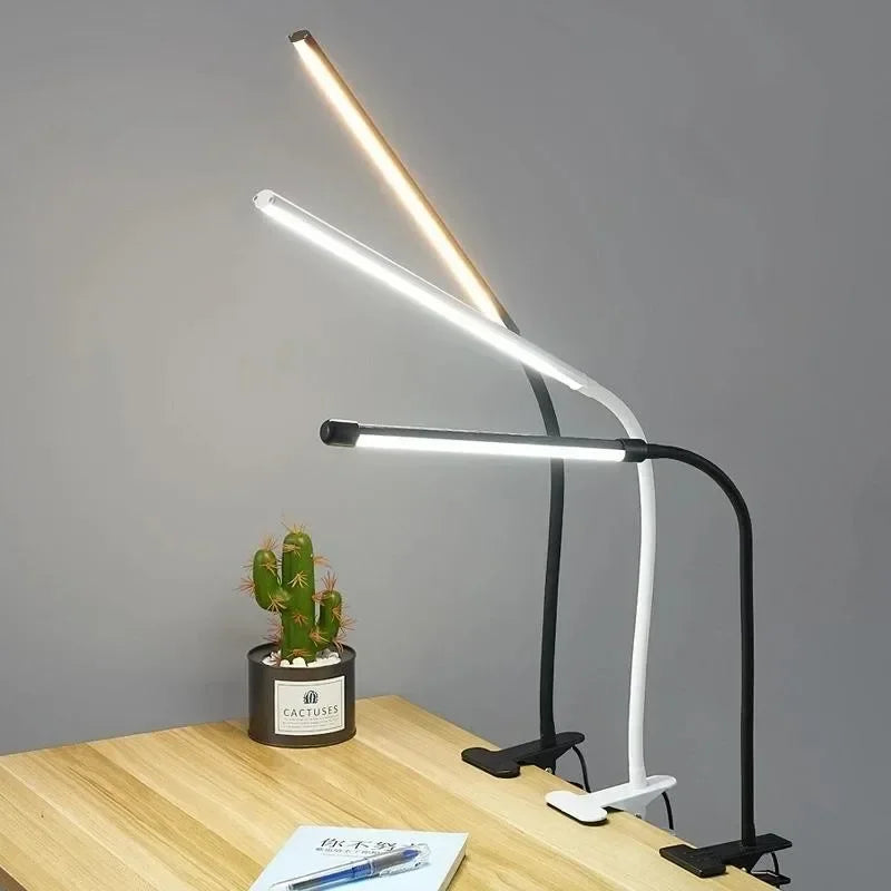 LED-Klemmlampe mit verstellbarem Arm, 3 Lichtstufen, 10 Dimmstufen, USB-Schreibtischlampe, Leselampe, flexible Arbeitsplatzbeleuchtung | Sansoti
