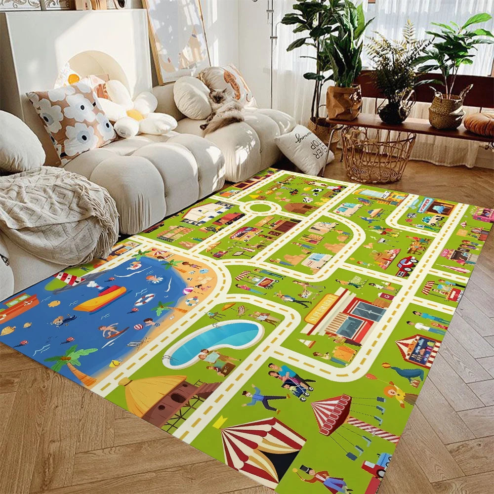 Tapis de Sol Chambre d'Enfant Tapis de Jeu Voiture Circulation Urbaine Antidérapant Lavable | Restfield
