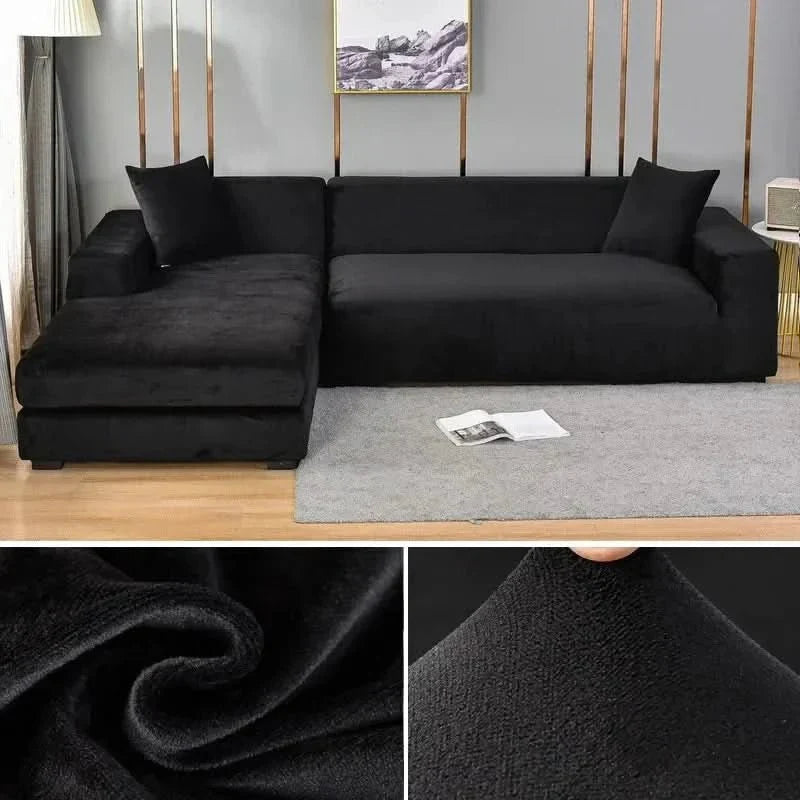 Housse de canapé en velours extensible élastique, protège-canapé antidérapante lavable pour canapé 1, 2 ou 3 places | Sansoti