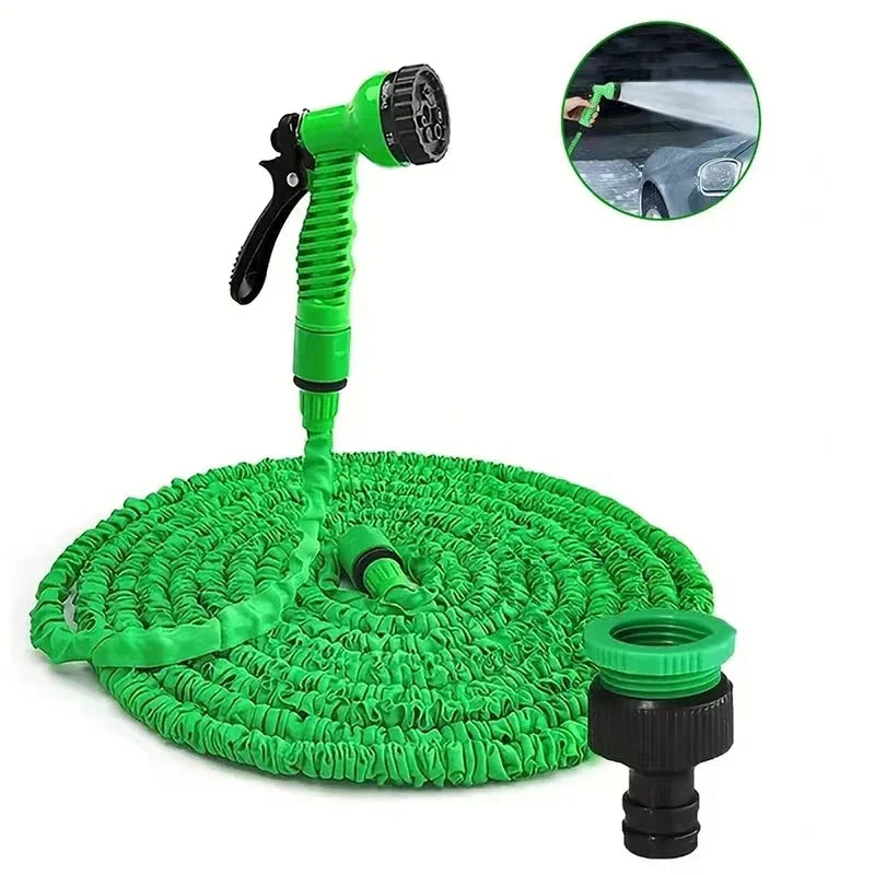 Flexibele Tuinslang Rekbaar 7,5m 15m 30m 60m 7-Functies Spuitpistool Lichtgewicht Automatisch Inkrimpen Tuin Auto Wassen Groen Zwart | Sansoti