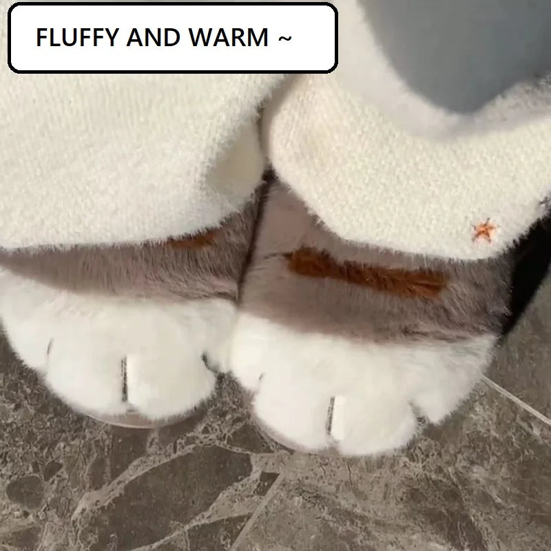 Pluche Instapslippers Kattendesign Antislip Warme Pantoffels Dames Huisschoenen Slides Comfortabel Binnenshuis | Sansoti