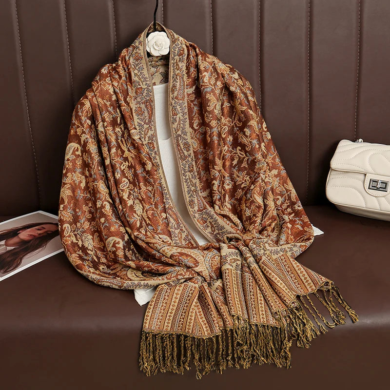 Pashmina Wrap Cashmere-look Women's 70x190cm Soft Winter Scarf Four Seasons Warm Foulard Elegant Scarf | Sansoti