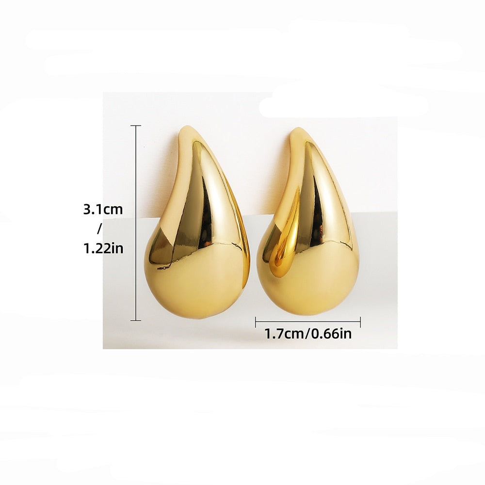 Chunky Teardrop Earrings Stainless Steel Gold or Silver Elegant Drop-Shaped Statement Jewelry | Sansoti