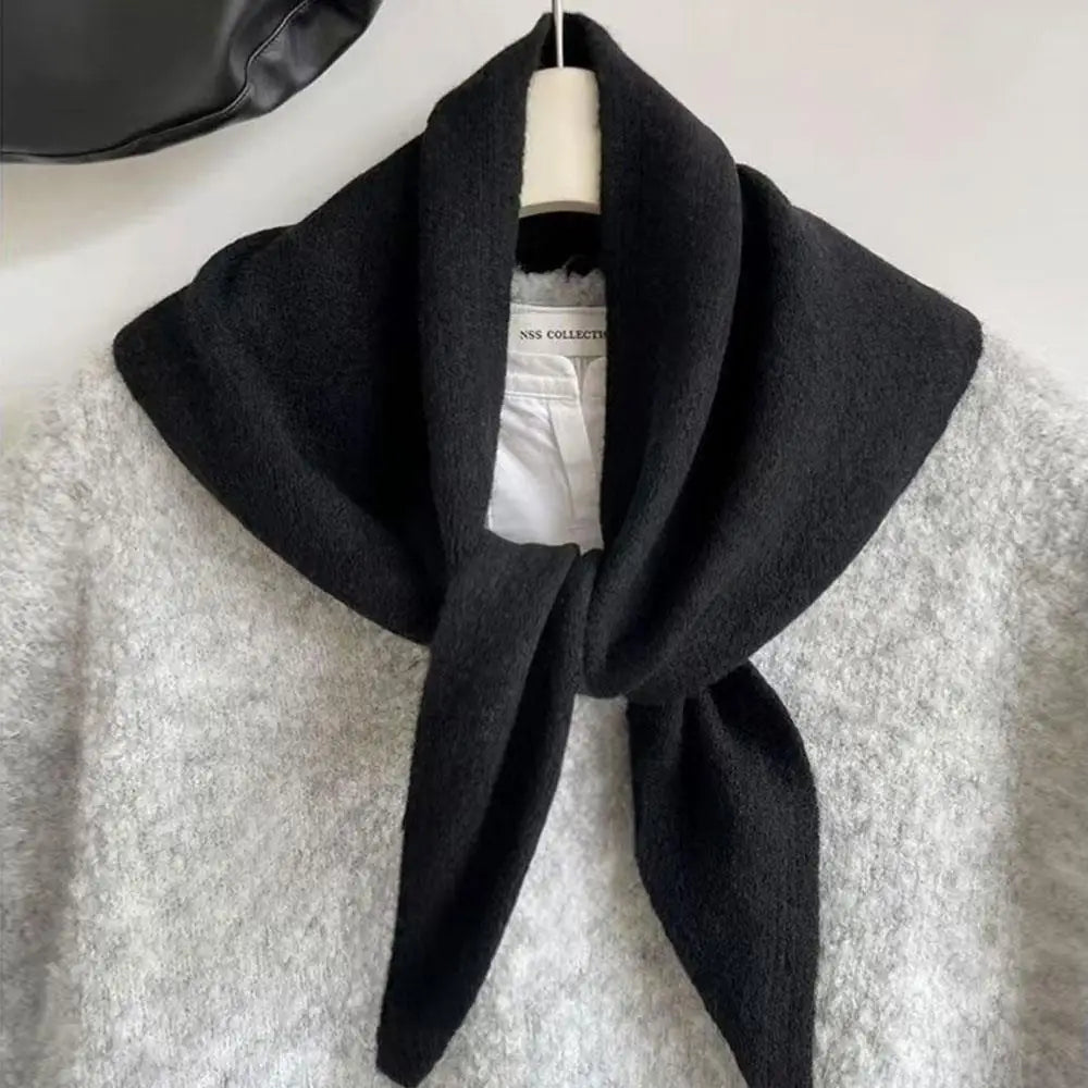 Gebreide Driehoekige Halsdoek Wol 38x105cm Wintersjaal Dames Effen Kleur Warm Omslagdoek Herfst Winter | Sansoti