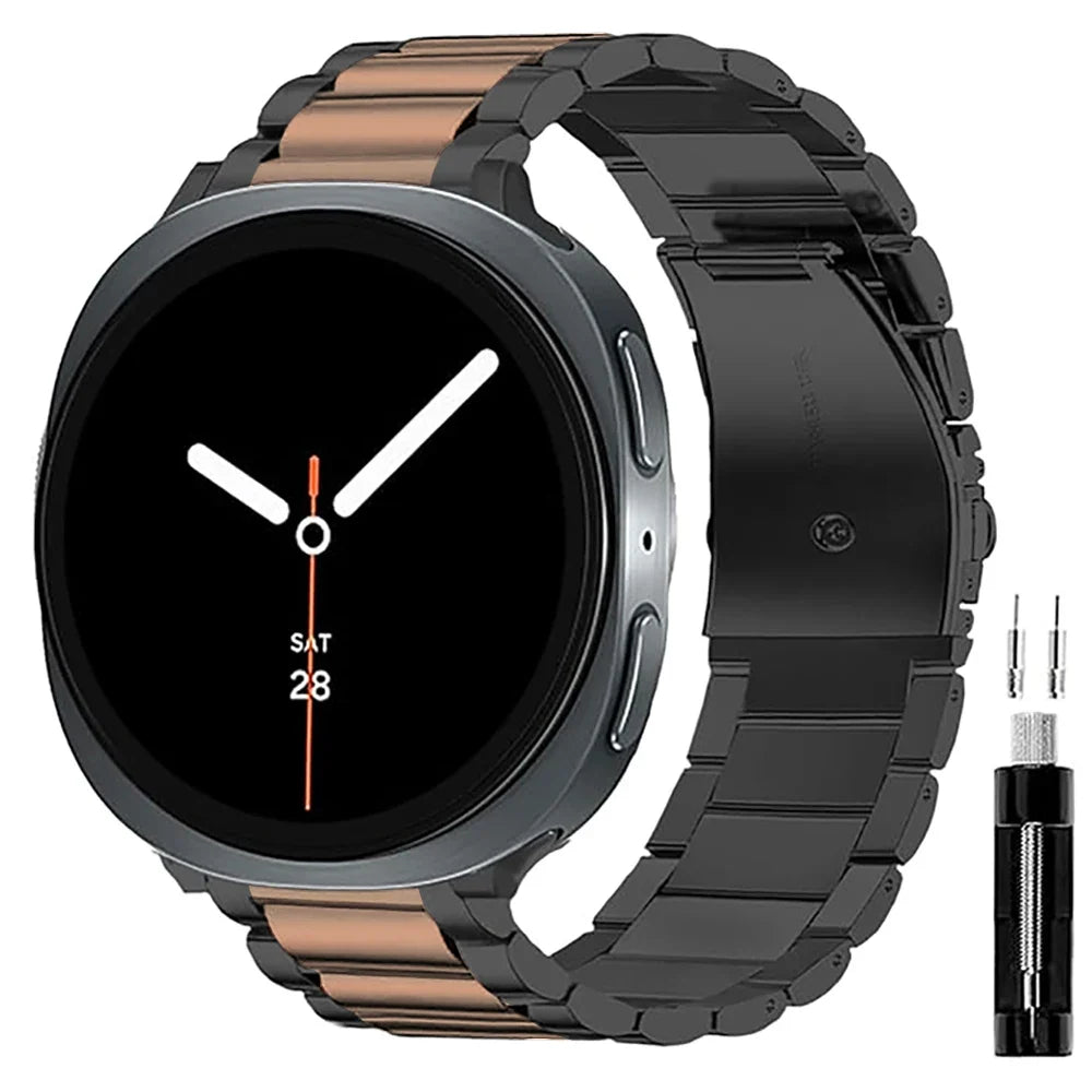 Metalowa bransoleta na smartwatch, ogniwa ze stali nierdzewnej, 40 mm, 44 mm, 46 mm, srebrna, złota, czarna, różowa, pasek na nadgarstek do zegarka | Sansoti