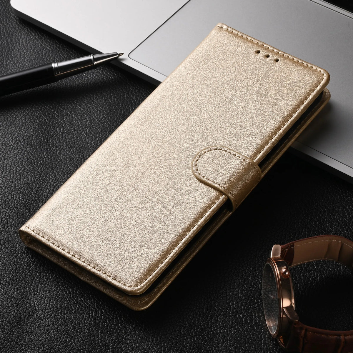 Lederen Telefoonhoes met Pasjeshouder Multifunctioneel Flip Design Magnetische Sluiting Beschermend Stijlvol | Sansoti
