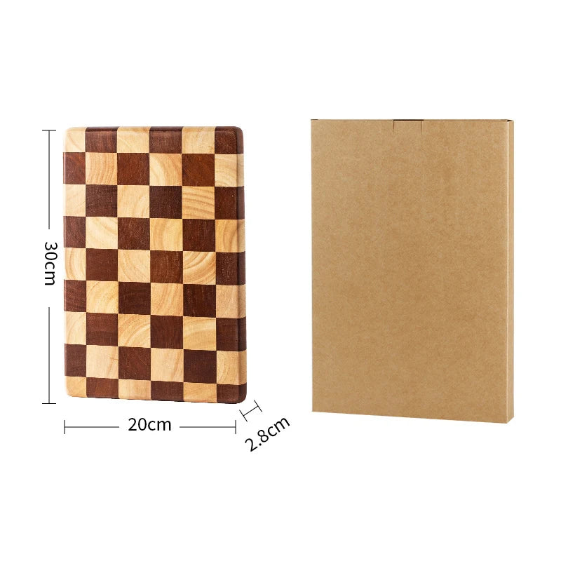 Planche à découper en bois de caoutchouc à fibres verticales, rectangulaire et réversible, plateau de service pour la cuisine, les amuse-bouches et le pain | Sansoti