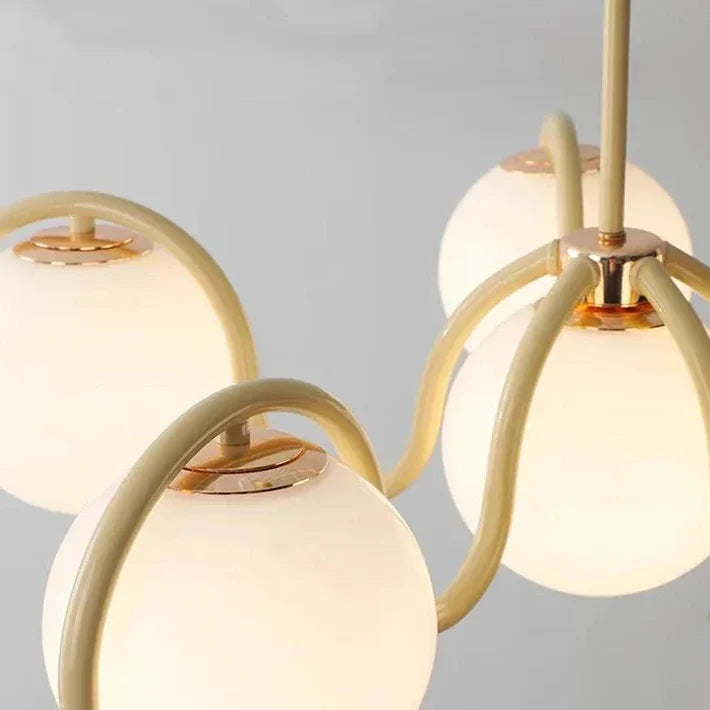 Ronde glazen kroonluchter 69 cm 6 lichtpunten glas metaal sfeervol woonkamer slaapkamer studeerkamer | Sansoti