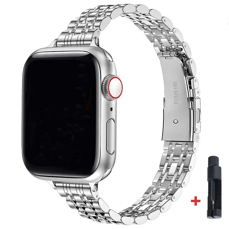 Edelstahl-Smartwatch-Armband 38-49 mm Metallarmband Elegantes Gliederarmband Verstellbare Uhr | Sansoti