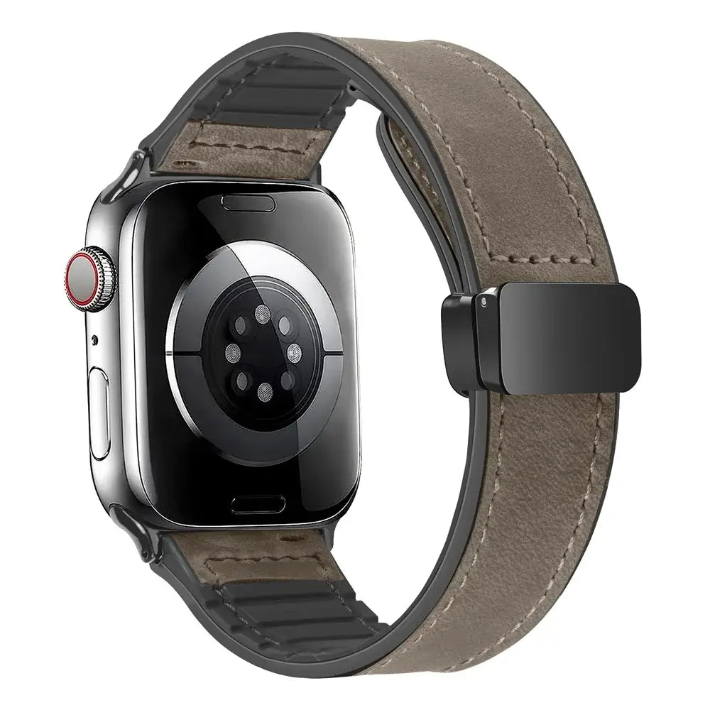 Bracelet de smartwatch magnétique en cuir véritable, réglable, résistant à l’eau, sportif, élégant et raffiné | Sansoti