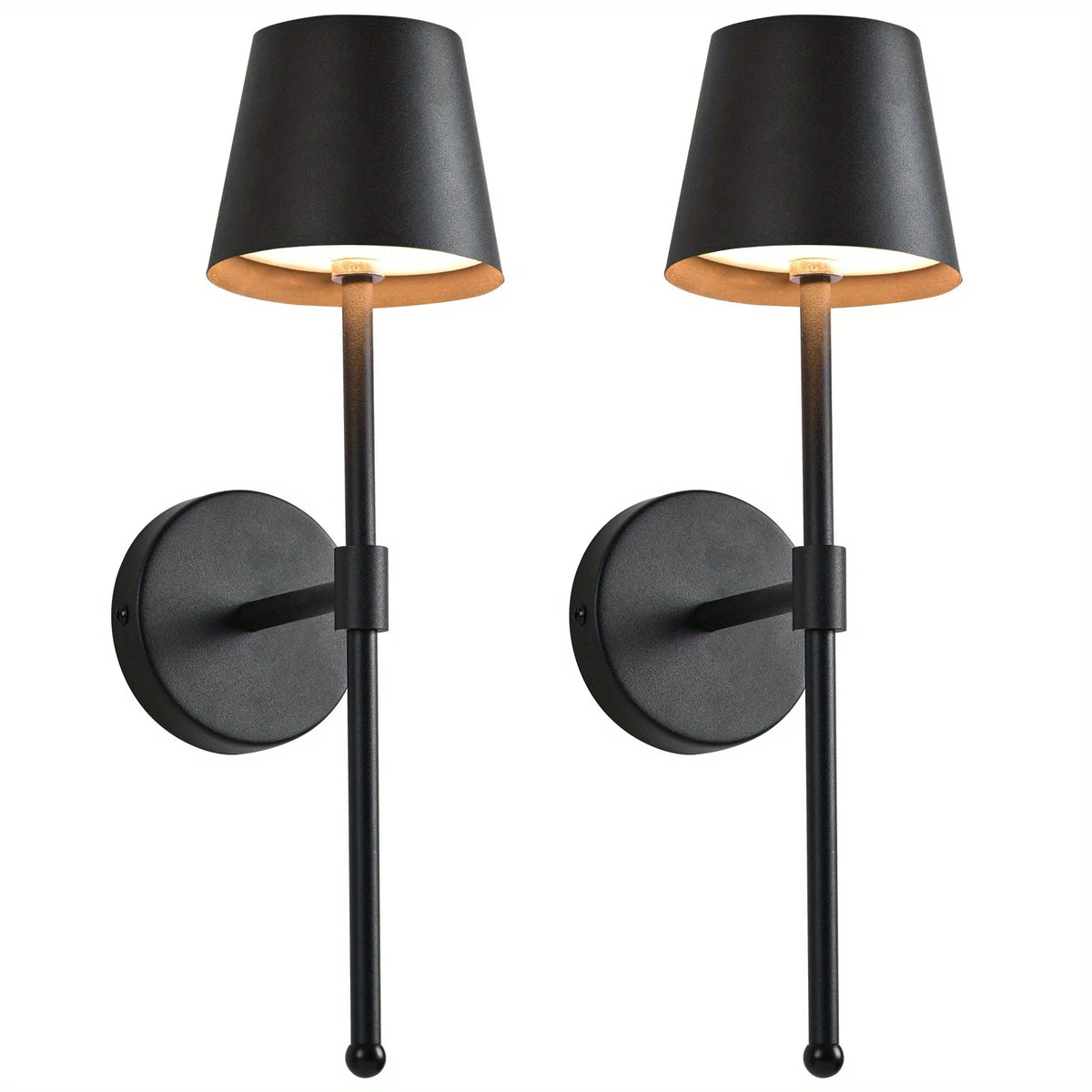 Wireless LED Wall Lamps Set of 2 Dimmable with Remote Control Rechargeable Aluminum Modern Lighting | Sansoti