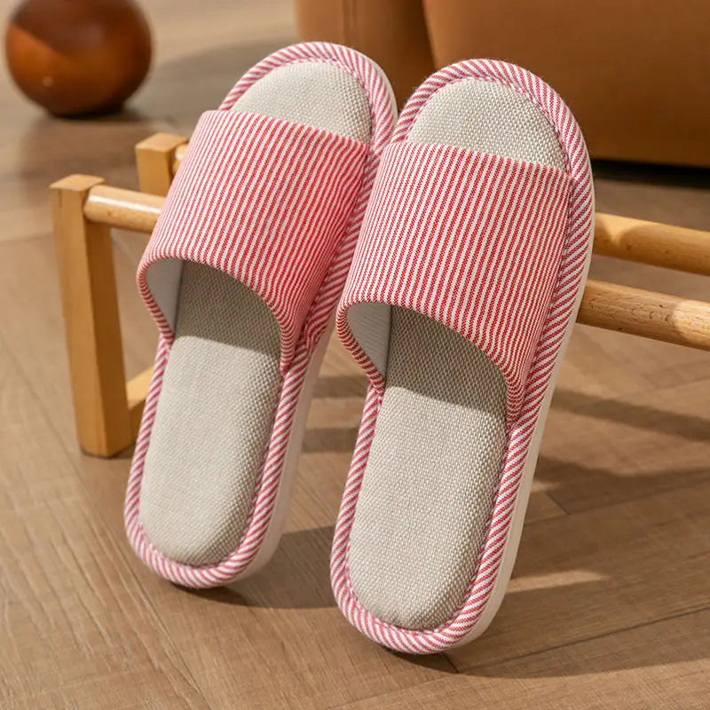 Linnen Huisslippers Unisex Lichtgewicht Indoor Open Zool Ademend Comfortabel Pantoffels Vier Seizoenen | Sansoti