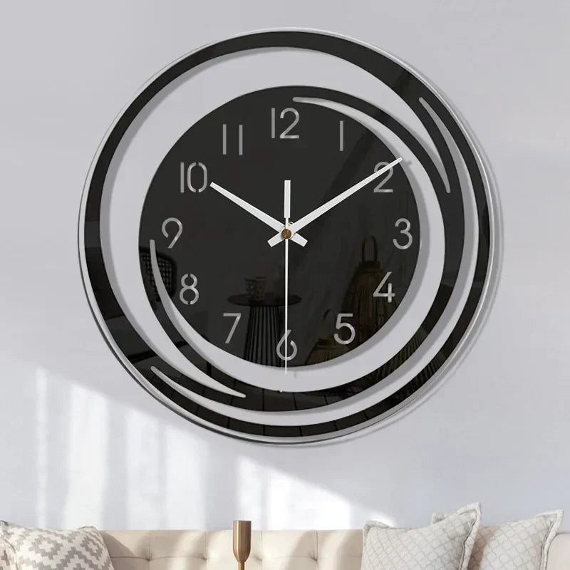 Wandklok Zwart Acryl - Modern Geometrisch Design - Stil Mechanisme - Scandinavisch Tijdloze Elegantie | Sansoti