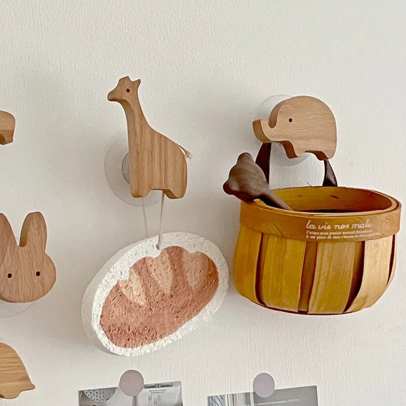 Wandhaken Hout Dieren Zelfklevend Kinderkamer Kapstokhaak Scandinavisch Design Kapstokhaakjes Muur Decoratie | Sansoti