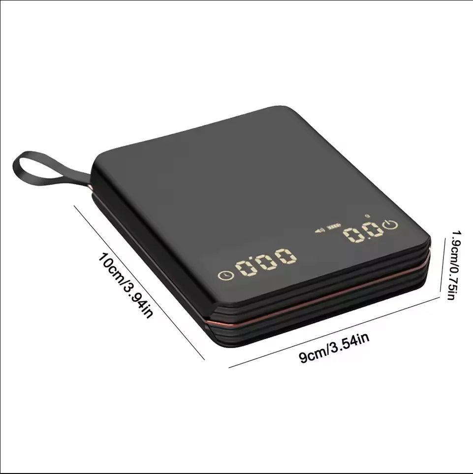 Kaffeewaage Digital 2000g Wiederaufladbar USB-C Timer Espresso Präzision 0,1g LED Kompakt Tragbar Barista Küchenwaage | Restfield