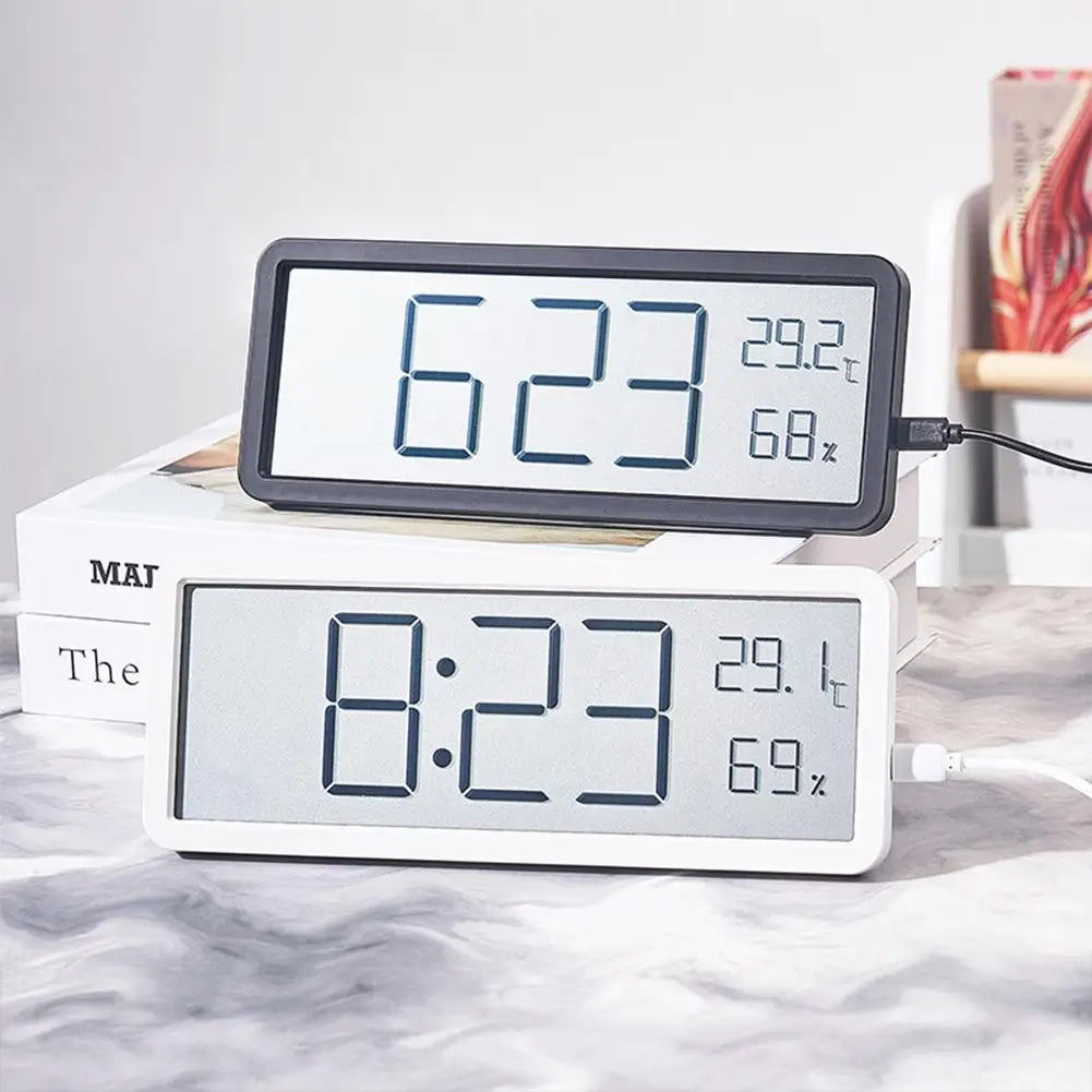 Digitale Wandklok met LED-Display – Temperatuur & Tijd – Modern Design – Wit & Zwart | Sansoti